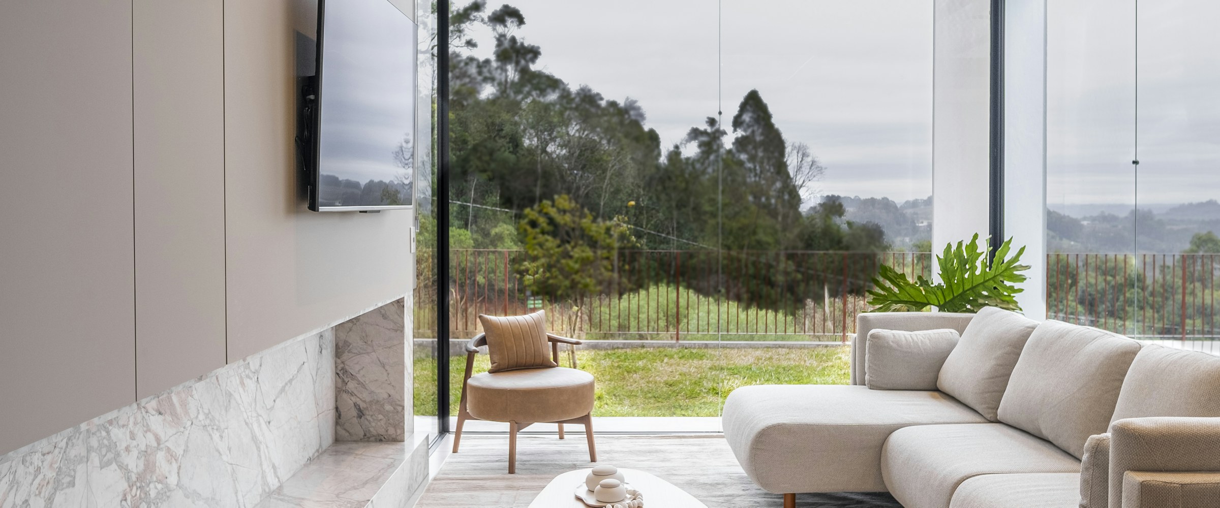 A bright, modern living room — the kind of home HeimPath helps you own